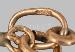 Arany (Au) lapos kígyó szemes nyaklánc, kereszt medállal, jelzett, 14 karátos arany, 2,2g