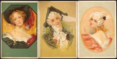 cca 1870 3 db litho gyűjtőkártya, 12×8 cm