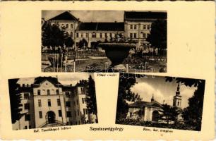 Sepsiszentgyörgy, Sfantu Gheorghe; Fő tér, Református tanítóképző intézet, Római katolikus templom / main square, Calvinist teachers' training institute, Catholic church (EK)