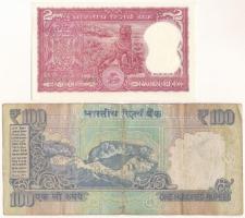 India 1984-1985 (DN) 2R + 2017. 100R T:XF hajtatlan, tűlyukak - F
India 1984-1985 (ND) 2 Rupees + 2...