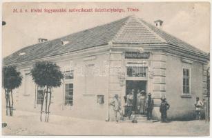 1914 Tövis, Teius; MÁV (Magyar Királyi Államvasutak) fogyasztási szövetkezet üzlethelyisége. Maksay fényképész / cooperative shop of the Hungarian State Railways (r)