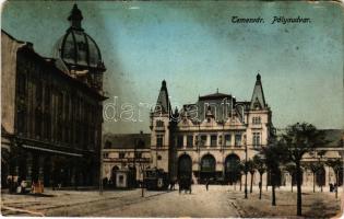1914 Temesvár, Timisoara; Pályaudvar, vasútállomás, villamos / railway station, tram (EM)