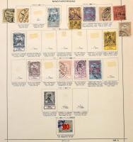 Krajcáros és Turul bélyegek + kevés egyéb régi kiadás, albumlapokon, füzetlapokra ragasztva és egy c...