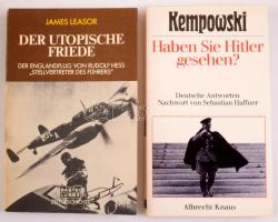James Leasor: Der Utopische Friede. Der Englandflug von Rudolf Hess "Stellvertreter des Führer." Bergisch Gladbach, hn., 1979, Bastei Lübbe. Német nyelven. Fekete-fehér képanyaggal illusztrált. Kiadói papírkötés. + Kempoiwski: Haben Sie Hitler gesehen? Hamburg, 1979, Albrecht Knaus. Német nyelven. Kiadói papírkötés.