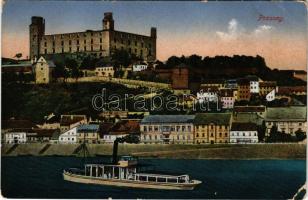 1915 Pozsony, Pressburg, Bratislava; vár, gőzhajó / castle, steamship (EB)