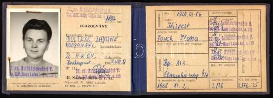 1969 Autóközlekedési Vállalat arcképes igazolványa