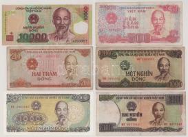 Vietnám 1987. 200D + 1000D + 2000D + 1988. 500D + 1000D + DN (2006-2024) 10.000D T:F, közte egy XF Vietnam 1987. 200 Dong + 1000 Dong + 2000 Dong + 1988. 500 Dong + 1000 Dong + ND (2006-2024) 10.000 Dong C:F, within an XF Krause P#100, P#102, P#103, P#101, P#106, P#119