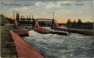 Szászrégen, Sächsisch-Regen, Reghin; Marosch-Wehr / Maros gát / Mures river dam (lyukak / pinholes)