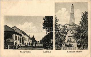 Csúza, Suza; utca, Kossuth szobor / street, statue (EK)