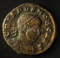 Római Birodalom 320-321 / Crispus / Ticinum / Follis bronz (2,81g) T:XF Roman Empire 320-321 / Crispus / Ticinum / Follis bronze "CRISPVS NOB CAES / DOMINOR dot NOSTROR dot CAESS - VOT V - TT" (2,81g) C:XF RIC VII 153