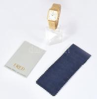 Frad Paris aranyozott tokos női karóra, kvarc, napkijelzéssel, aranyozott szíjjal, certifikáttal, 30x25mm