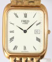 Frad Paris aranyozott tokos női karóra, kvarc, napkijelzéssel, aranyozott szíjjal, certifikáttal, 30...
