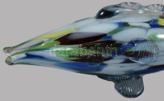 Anyagában színezett üveghal, hibátlan, h: 29 cm