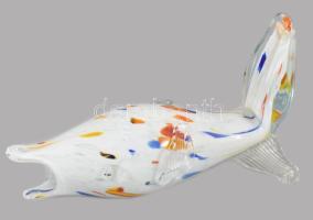 Anyagában színezett üveghal, hibátlan, h: 22 cm