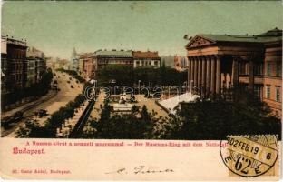 1902 Budapest VIII. Múzeum körút, Nemzeti Múzeum, villamos. Ganz Antal 87. (kis szakadás / small tear)