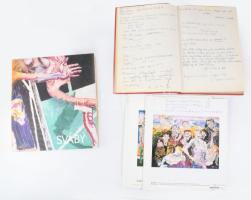 1983 Sváby Lajos festőművész kiállítása, Tihany, 1983. július 8.-augusztus 7., vendégkönyv több mint 100 oldalon a kiállítás látogatóinak bejegyzéseivel (jelentős részben a műveket nem értő, felháborodott látogatók hozzászólásai, közte néhány szakavatott véleménnyel, érdekes kortanulmány) + Sváby album. Összeáll.: Egri Mária. Kugler könyvek sorozat. [Bp.], 2008, T'Art Alapítvány, 326+[6] p. Kiadói egészvászon-kötés, kiadói papír védőborítóban. Megjelent 1000 példányban. + Néhány külön lapon Sváby Lajos műveinek reprodukciói