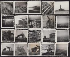 1961 Oroszlány, erőmű építése, 19 db fotó, 6×6 cm
