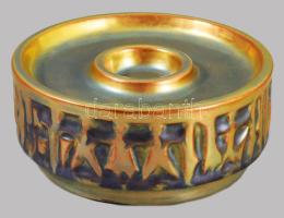 Zsolnay eozin mázas gyertyatartó, jelzett, hibátlan, 12x5 cm