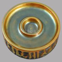 Zsolnay eozin mázas gyertyatartó, jelzett, hibátlan, 12x5 cm