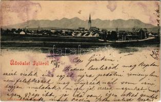 1900 Igló, Zipser Neudorf, Spisská Nová Ves; látkép. Csetényi Emil kiadása / general view (EM)