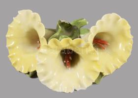 Herendi plasztikus virág, jelzett, pattogzással, 9,5x11 cm