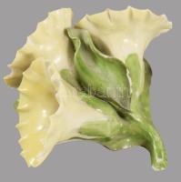 Herendi plasztikus virág, jelzett, pattogzással, 9,5x11 cm