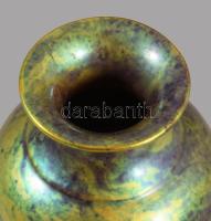 cca 1930 Zsolnay eozin mázas váza, jelzett, hibátlan, m: 6,5 cm