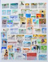 Japán bélyegek kis összeállítása 15 lapos A4-es berakó 9 oldalán, hozzá 5 oldalon Euro pénzek képei