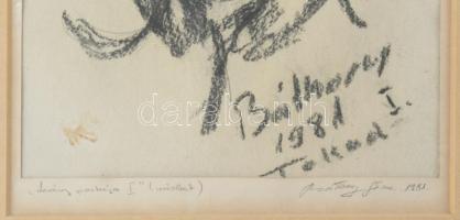 Báthory Géza (-): Leány portréja I. Kréta, papír, jelzett, kisebb folttal, üvegezett fakeretben, 27x...