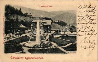 1901 Iglófüred, Bad Zipser Neudorf, Spisská Nová Ves Kupele, Novovesské Kúpele; Millenium szálló. Wlaszlovits Gusztáv kiadása / villa hotel (fl)