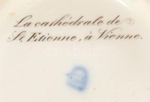 cca 1820 Alt wien nagyméretű emlékcsésze, a Szent István-székesegyház ábrázolásával, jelzett, minimá...