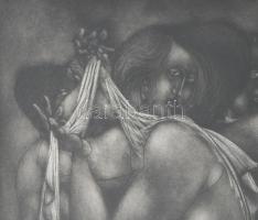 Amerigo Tot (1909-1984): Kavicsasszonyok. Rézkarc, mezzotinto, papír, jelzés nélkül, üvegezett faker...