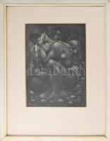 Amerigo Tot (1909-1984): Kavicsasszonyok. Rézkarc, mezzotinto, papír, jelzés nélkül, üvegezett faker...