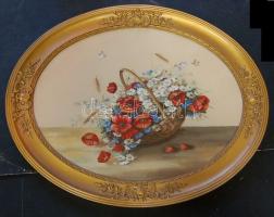 Tomisányi Etelka jelzéssel: Virág csendélet, akvarell-farost, szép, hibátlan keretben 55x45 cm