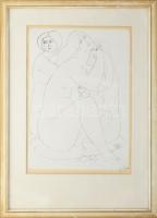 Amerigo Tot (1909-1984): Kavicsasszonyok, 1982. Szitanyomat, papír, jelzett. Üvegezett, kissé sérült...