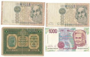 Olaszország 1918. Velence / Osztrák-magyar megszállás 2L + 1982. 1000L (2x) + 1990. 1000L T:F-VG Italy 1918. Venice / Austro-Hungarian occupation 2 Lire + 1982. 1000 Lire (2x) + 1990. 1000 Lira C:F-VG