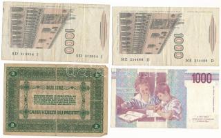 Olaszország 1918. Velence / Osztrák-magyar megszállás 2L + 1982. 1000L (2x) + 1990. 1000L T:F-VG
It...