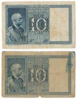Olaszország 1935-1939. 10L (2x) T:F-VG szakadás
Italy 1935-1939. 10 Lire (2x) C:F-VG tear
Krause P...