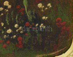 Fülöp F jelzéssel: Libapásztorlány. Olaj, vászon. Javított. Kissé sérült. Dekoratív, antik, kissé sé...