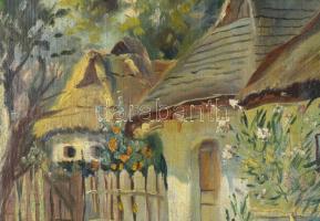 Szentgály jelzéssel: Virágos udvar. Olaj, vászon. Dekoratív fakeretben, 40×50 cm