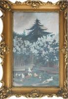 Hoffmann J jelzéssel: Baromfiudvar, 1936. Akvarell, papír. Dekoratív, üvegezett fakeretben, 47,5×29,5 cm