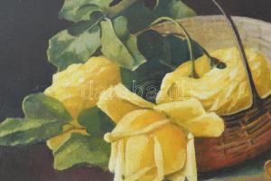 Hoffmann J jelzéssel: Csendélet, 1936. Olaj, vászon. Dekoratív, üvegezett fakeretben, 33×46 cm