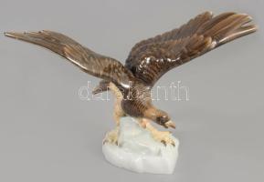 Herendi Turul madár, Kézzel festett, jelzett, sérült. 31x21 cm