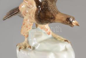 Herendi Turul madár, Kézzel festett, jelzett, sérült. 31x21 cm