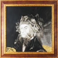 Olvashatatlan (Szász E?) jelzéssel: Férfi portré. Olaj, farost. Dekoratív fakeretben, 40×40 cm