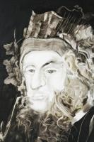 Olvashatatlan (Szász E?) jelzéssel: Férfi portré. Olaj, farost. Dekoratív fakeretben, 40×40 cm