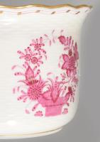 Herendi indai kosár mintás porcelán váza. Kézzel festett, jelzett, hibátlan d: 15 cm m: 11 cm