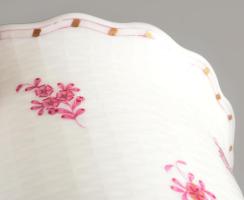 Herendi indai kosár mintás porcelán váza. Kézzel festett, jelzett, hibátlan d: 15 cm m: 11 cm