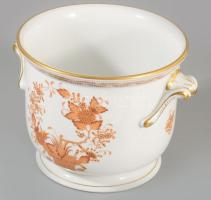 Herendi indai kosár mintás porcelán kaspó. Kézzel festett, jelzett, hibátlan d: 17 cm m: 14 cm