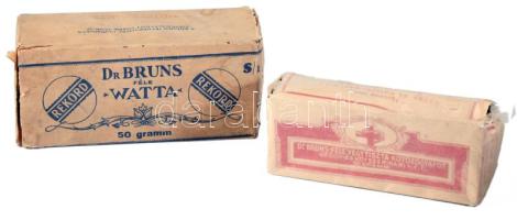 Régi kötözőgyapot és vatta, dobozában.